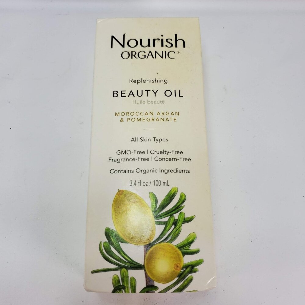 Nourish Organic Beauty Oil‎ Moroccan Argan & Pomegranate Boxed New 3.4 oz